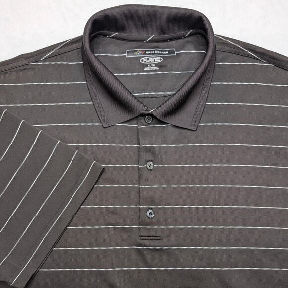 Greg Norman Play Dry Mens Golf Polo Shirt XL Black White Stripe Performance - Picture 1 of 6